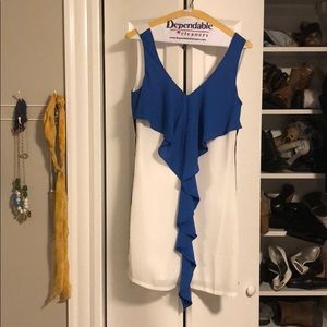 White and blue mini dress